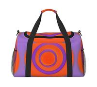 Bolsa de lona naranja con estampado central de círculos, para viajes, fin de semana, para llevar al hombro, bolsa de deporte, bolsa de gimnasio para hombres y mujeres
