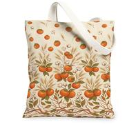Bolsa de lona naranja, inspirada en la naturaleza botánica, rama de hojas, bolsa pequeña de 13 x 15 pulgadas, Naranja, 13x15 Inch