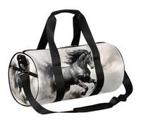 Bolsa de lona negra para deportes de caballo corriendo, bolsa de deporte para gimnasio, bolsa de viaje para hombres y mujeres (caballo animal), Black Running Horse, 17.6(L) x 9(W) x 9(H) inch