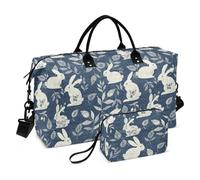 Bolsa de lona Old Slow Style Bunny Denim Azul Oscuro Bolsa de viaje con correa ajustable para senderismo, juego de 2 bolsas para viajar