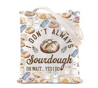 Bolsa de lona para amantes de la masa madre para panadería, panadería, regalo de panadería con texto en inglés "I Don't Always Sourdough Oh Wait Yes I Do Gift, Bolsa de masa madre, 35*40cm