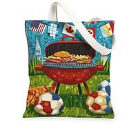Bolsa de lona para barbacoa, para mujer, con bandera de balón de fútbol al aire última intervensión, verde, lavable, reutilizable, ideal para Tr, Verde, 13x15 Inch