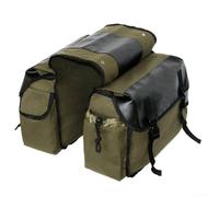 Bolsa de lona para bicicleta con costuras de cuero duraderas, diseñada para viajeros y viajeros con compartimentos espaciosos y cierre de hebilla (verde militar)