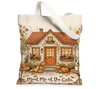 Bolsa de lona para casa, rústica, encantadora, calabazas, hojas, otoño, naranja, 13 x 15 pulgadas, Naranja, 13x15 Inch