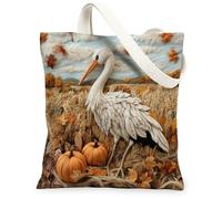 Bolsa de lona para compras, 13 x 15 pulgadas, diseño de cigüeñas y pájaros, reutilizable, para mujer, decoración de regalo