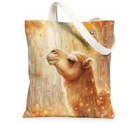 Bolsa de lona para compras, 13 x 15 pulgadas, diseño de flores y mariposas de otoño con diseño de camellos y mariposas, bolsa de comestibles reutilizable para mujeres, diseño de animales, decoración