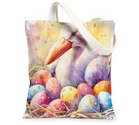 Bolsa de lona para compras de 13 x 15 pulgadas, diseño de cigüeñas y pájaros, para primavera, Pascua, bolsa de hombro reutilizable para mujer, decoración de regalo de pintura de animales