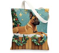 Bolsa de lona para compras de 13 x 15 pulgadas, diseño de perro belga Malinois, bolsa de comestibles reutilizable para mujeres, diseño de mascotas, trabajo, viajes, decoración de regalo
