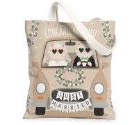Bolsa de lona para compras de 13 x 15 pulgadas, divertida bolsa de hombro reutilizable para bodas, gatitos y gatos, para mujeres, decoración de regalo para recién casados