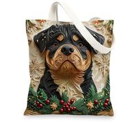 Bolsa de lona para compras de 13 x 15 pulgadas, divertida bolsa de tela reutilizable de lujo de Navidad para mujer, decoración de regalo de pintura para mascotas