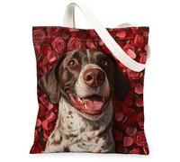 Bolsa de lona para el día de San Valentín Husky Dog para ir de compras, 13 x 15 pulgadas, bolsa reutilizable con estampado de cachorro rosa para mujeres, decoración de regalo para mascotas