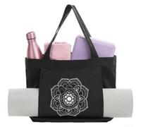 Bolsa de lona para esterilla de yoga, espaciosa bolsa de gimnasio con cremalleras SBS, diseño repelente al agua para equipo de entrenamiento, ligera y portátil para uso diario (negro)