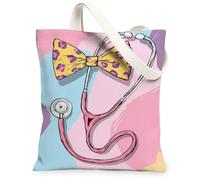 Bolsa de lona para estetoscopio para mujer, diseño moderno y juguetón, formas abstractas N/A, color melocotón, lavable, reutilizable, bolsas de compras, ideas para viajes al aire libre, trabajo