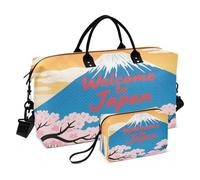 Bolsa de lona para fin de semana con correa ajustable para senderismo, gran capacidad, bienvenido a la cultura del paisaje de Japón
