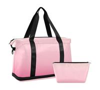 Bolsa de lona para fin de semana con degradado rosa fresco, color blanco, melocotón, bolsa de viaje con bolsa de aseo para entrenamiento, impermeable, blanco, rosado (White Peach Fresh Pink Gradient),