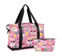 Bolsa de lona para fin de semana, viaje nocturno, bolsa de lona con trampa ajustable para senderismo, multifuncional, Lovely Cute Dogs Valentine