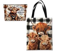 Bolsa De Lona para Ganado Escocés De Las Tierras Altas De 1 Pieza, Bolsa De Almacenamiento De Cosméticos De Lona De 1 Pieza, Bolsa De Almacenamiento De Viaje Portátil.
