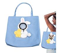 Bolsa de lona para gatos, diseño transpirable de apertura ancha con modos de transporte duales para viajes/visitas al veterinario (azul)