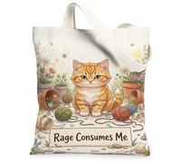 Bolsa de lona para gatos para mujeres, fantásticas flores juguetonas de primavera, naranja, lavable, reutilizable, bolsas de comestibles, ideas para compras, viajes, oficina, biblioteca, casual, 13 x