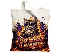 Bolsa de lona para gatos para mujeres, llamas juguetonas y atrevidas relámpagos sin naranja, lavable, reutilizable, para familia, amigos, colegas, lectura, amores, 13 x 15 pulgadas