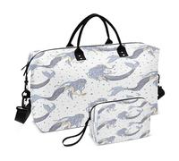 Bolsa de lona para gimnasio, bolsa de lona para llevar durante la noche, bolsa de mano y equipaje con correa ajustable para entrenamiento, impermeable, patrón de sirenas vectoriales, mar mítico,