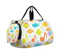 Bolsa de lona para gimnasio con burbujas de peces coloridos con compartimento para zapatos, ligera, para fin de semana, bolsa de viaje para playa, natación, piscina, deportes