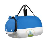 Bolsa de lona para gimnasio con compartimento para zapatos, multifuncional, para fines de semana, para practicar la escuela, deportes, Bandera Nacional de Nicaragua, Una talla, Moderno / Equipada