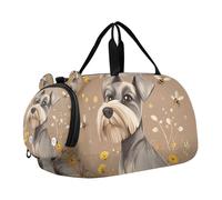 Bolsa de lona para gimnasio con diseño de perros Schnauzer en miniatura con compartimento para zapatos, ligera, con correa ajustable para viajes, natación, baile, ballet