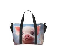 Bolsa de lona para hombre y mujer, diseño de ovejas, bolsa de gimnasio con compartimento para zapatos, bolsas de viaje ligeras para pasar la noche, Lindo cerdo., Talla única, Bolsa de viaje