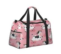 Bolsa de lona para hombre y mujer, ligera, ideal para gimnasio, deportes o viajes nocturnos, divertida vaca de dibujos animados