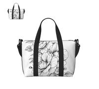 Bolsa de lona para hombres y mujeres, bolsa de gimnasio a rayas naranjas y blancas, con compartimento para zapatos, bolsas de viaje ligeras para pasar la noche, Flores de rosas florales, Talla única