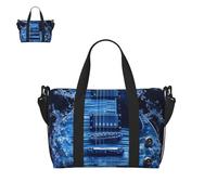 Bolsa de lona para hombres y mujeres, bolsa de gimnasio azul pavo real con compartimento para zapatos, bolsas de viaje ligeras para pasar la noche, Guitarra azul, Talla única, Bolsa de viaje