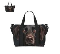 Bolsa de lona para hombres y mujeres, bolsa de gimnasio con compartimento para zapatos, bolsas de viaje ligeras para pasar la noche, Black Lab Dog, Talla única, Bolsa de viaje