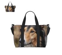 Bolsa de lona para hombres y mujeres, bolsa de gimnasio con compartimento para zapatos, bolsas de viaje ligeras para pasar la noche, Collie Dog Horse, Talla única, Bolsa de viaje