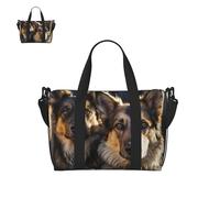 Bolsa de lona para hombres y mujeres, bolsa de gimnasio con compartimento para zapatos, bolsas de viaje ligeras para pasar la noche, Pastor alemán, Talla única, Bolsa de viaje