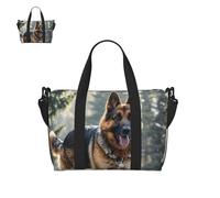 Bolsa de lona para hombres y mujeres, bolsa de gimnasio con compartimento para zapatos, bolsas de viaje ligeras para pasar la noche, Pastor alemán, Talla única, Bolsa de viaje