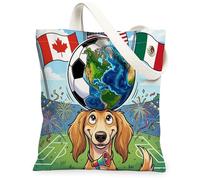 Bolsa de lona para ir de compras con diseño de perro Saluki de fútbol 2026 de 13 x 15 pulgadas, para celebrar el día del partido, bolsa de comestibles reutilizable para mujeres, diseño estético