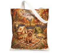 Bolsa de lona para ir de compras de 13 x 15 pulgadas, bonita bolsa de comestibles reutilizable para mujer, diseño de otoño y viajes, decoración de regalo