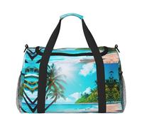 Bolsa de lona para llevar de viaje para mujeres y hombres, diseño de playa tropical con estampado de fin de semana, Black, Talla única