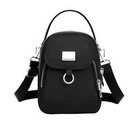 Bolsa de lona para mujer, bolsa cruzada de tela con múltiples compartimentos, mochila de mensajero para la escuela, Negro, A
