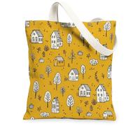 Bolsa de lona para mujer, diseño de árbol de otoño, color amarillo, lavable, reutilizable, ideas para familiares, amigos, colegas, lectura, amor, 33 x 38 cm