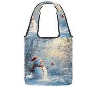 Bolsa de lona para mujer, diseño de bolas de Navidad, reutilizable, bolsa de hombro para compras, trabajo, Multicolor 04, 14.1x14.9in/36x38cm