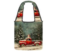 Bolsa de lona para mujer, diseño de bolas de Navidad, reutilizable, bolsa de hombro para compras, trabajo, Multicolor 07, 14.1x14.9in/36x38cm