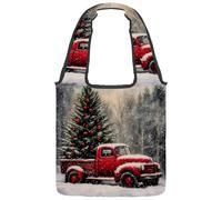 Bolsa de lona para mujer, diseño de bolas de Navidad, reutilizable, bolsa de hombro para compras, trabajo, Multicolor 08, 14.1x14.9in/36x38cm