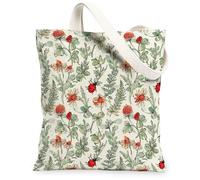 Bolsa de lona para mujer, diseño de mariquita, primavera, naturaleza, flor, hoja, primavera, verde, lavable, reutilizable, estética, ideas para Tr, Verde, 13x15 Inch