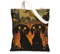 Bolsa de lona para mujer, diseño de murciélagos góticos de Halloween, color negro, lavable, reutilizable, ideal para familiares, amigos, colegas, lectura, amor, 13 x 15 pulgadas