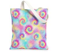Bolsa de lona para mujer, diseño de remolino bohemio en espiral, verano, pastel, lavable, reutilizable, pequeña, ideas para la tienda, Pastel, 13x15 Inch