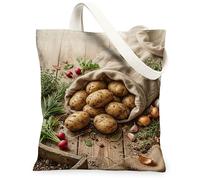 Bolsa de lona para mujer, diseño rústico de rábano natural, cosecha de hierbas, color marrón, lavable, reutilizable, ideas para Shoppi, Marrón, 13x15 Inch
