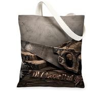 Bolsa de lona para mujer, diseño rústico industrial, clavos de madera, ninguno marrón, lavable, reutilizable, bolsas pequeñas, ideas para familiares, amigos, colegas, lectura, amor, 13 x 15 pulgadas