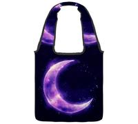 Bolsa de lona para mujer, fases lunares artísticas y luna en el espacio, fondo de astrología, reutilizable, bolsa de hombro para compras, trabajo, Multicolor 06, 14.1x14.9in/36x38cm